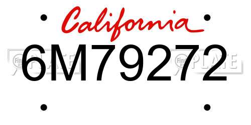 6M79272 California License Plate