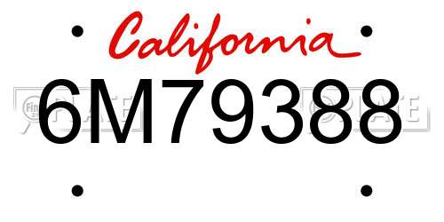 6M79388 California License Plate