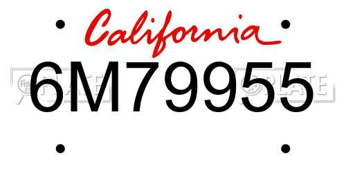6M79955 California License Plate