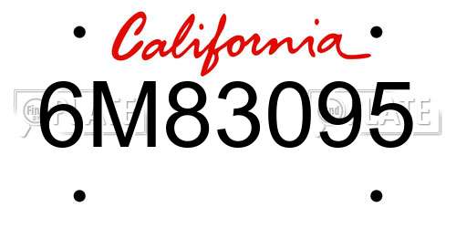 6M83095 California License Plate