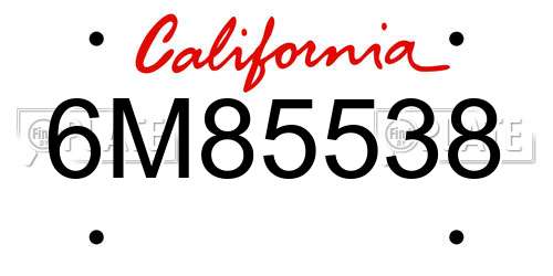 6M85538 California License Plate