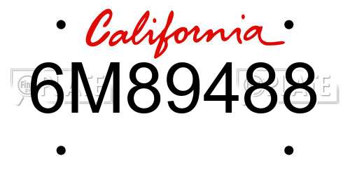 6M89488 California License Plate