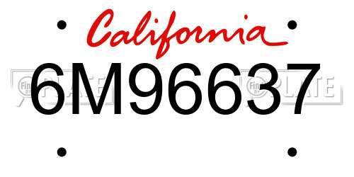 6M96637 California License Plate