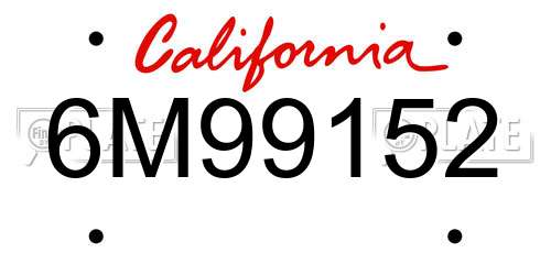 6M99152 California License Plate