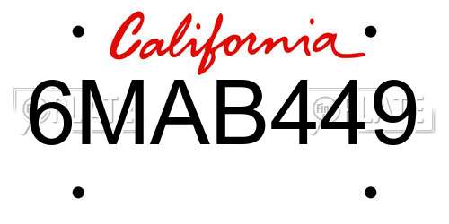 6MAB449 California License Plate