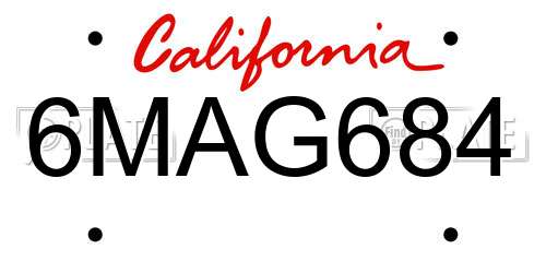 6MAG684 California License Plate