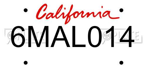6MAL014 California License Plate