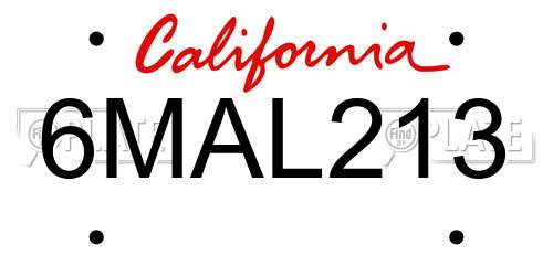 6MAL213 California License Plate