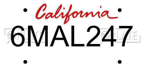 6MAL247 California License Plate