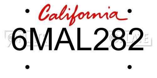 6MAL282 California License Plate