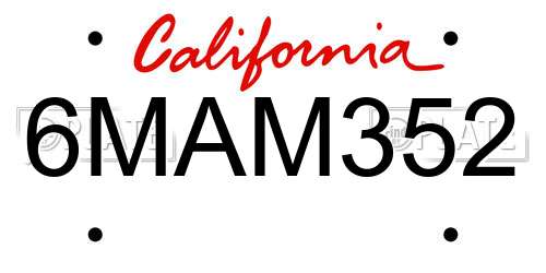 6MAM352 California License Plate