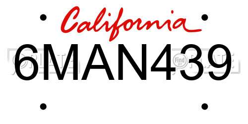 6MAN439 California License Plate