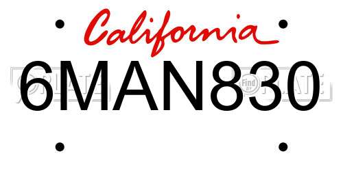 6MAN830 California License Plate