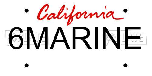 6MARINE California License Plate