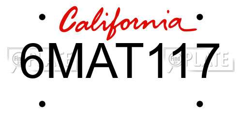 6MAT117 California License Plate