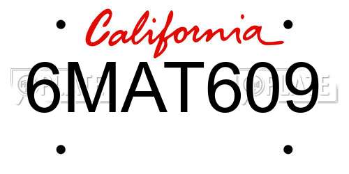 6MAT609 California License Plate