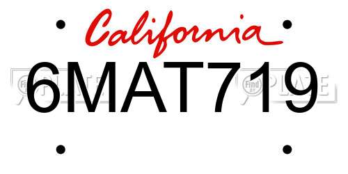 6MAT719 California License Plate