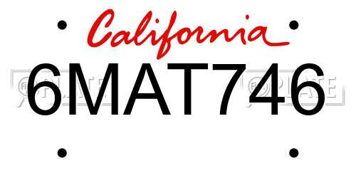 6MAT746 California License Plate