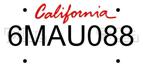 6MAU088 California License Plate