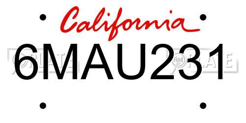 6MAU231 California License Plate