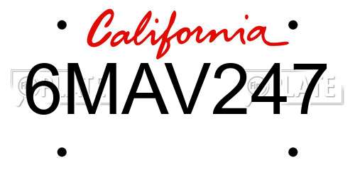 6MAV247 California License Plate