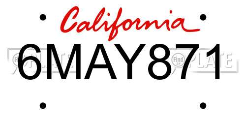 6MAY871 California License Plate