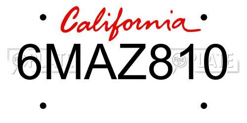 6MAZ810 California License Plate