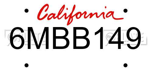 6MBB149 California License Plate