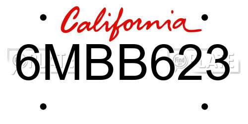 6MBB623 California License Plate