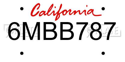 6MBB787 California License Plate