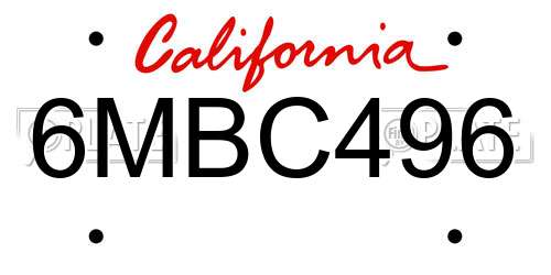 6MBC496 California License Plate