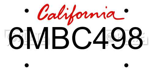 6MBC498 California License Plate