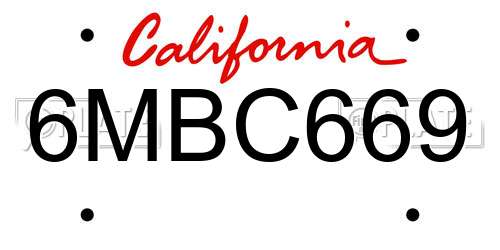 6MBC669 California License Plate