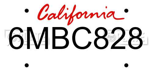 6MBC828 California License Plate