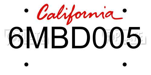 6MBD005 California License Plate