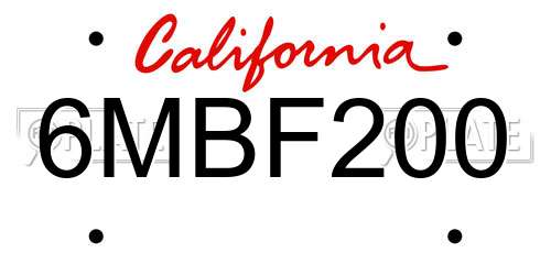 6MBF200 California License Plate