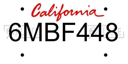 6MBF448 California License Plate