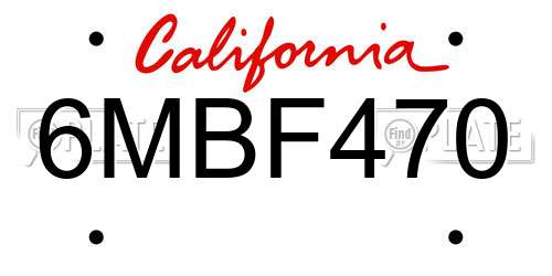 6MBF470 California License Plate