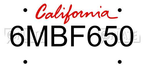 6MBF650 California License Plate