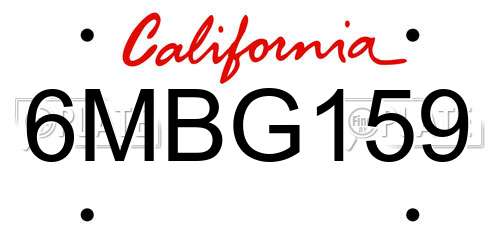 6MBG159 California License Plate