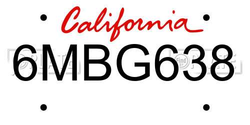 6MBG638 California License Plate