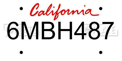 6MBH487 California License Plate