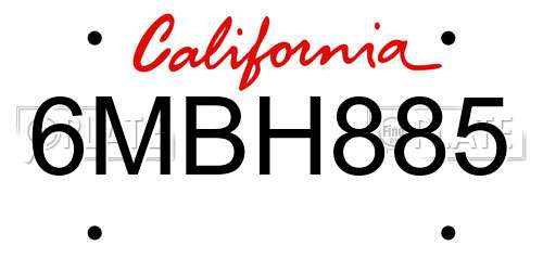 6MBH885 California License Plate