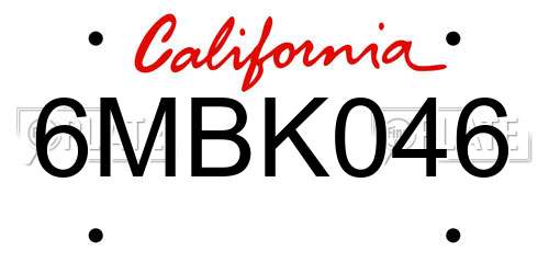 6MBK046 California License Plate