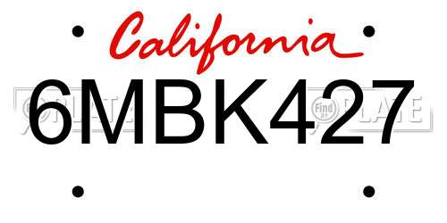 6MBK427 California License Plate