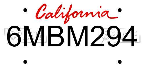 6MBM294 California License Plate