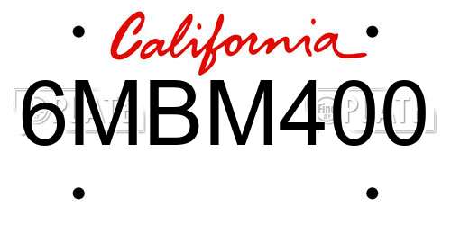 6MBM400 California License Plate