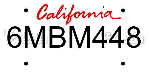 6MBM448 California License Plate