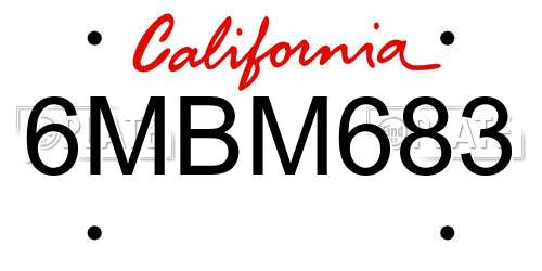 6MBM683 California License Plate