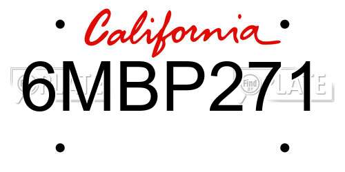 6MBP271 California License Plate